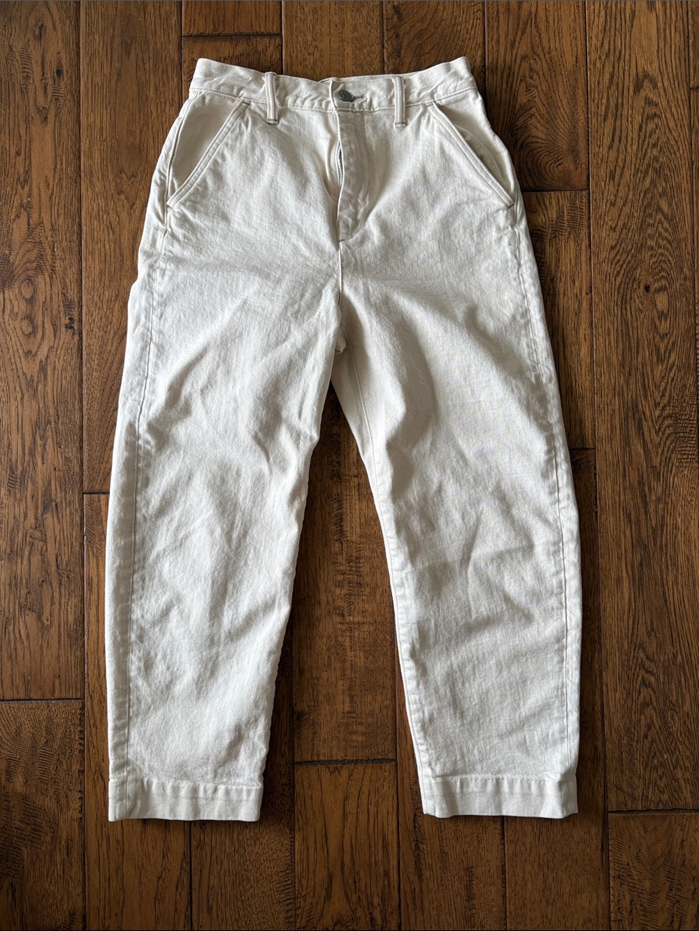 American Eagle Outfitters Cream Barrel Leg Pants